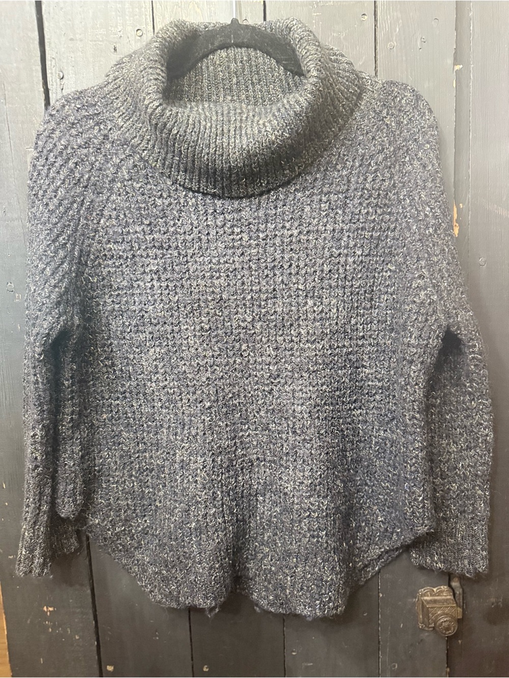 Free People Gray Chunky Textured Cowl Neck Sweater Small EUC